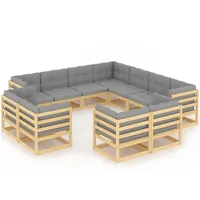 vidaXL Garten-Lounge-Set 11-tlg. grau