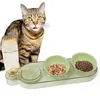 Catobel Futterbar mit 2 Näpfen und Wasserspender grün