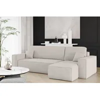 Kaiser Möbel Ecksofa mit schlaffunktion und bettkasten, Sofa L-form, Couch L-form BEST Dicker Cord Beige Rechts - Beige