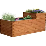 dobar® 29225FSCe Hochteich Superb | Gartenteich 420 L aus robustem Massivholz | Miniteich für Garten/Terrasse/Balkon | Teich für den Garten inkl. Teichfolie | 180 x 78 x 78 cm | Braun