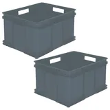 KEEEPER Aufbewahrungsbox Kollektion 52l 52 x 43 x 28 cm 2-tlg. Grau/ Silber