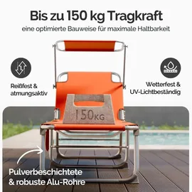 CASARIA Sonnenliege 190 x 60 x 30 cm Orange