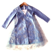 Tante Tina Mädchen Kostüm Eiskönigin - Schneeprinzessin Kostüm für Kinder mit abnehbarer Schleppe - Collar Blau - Gr. 130 (122-128)