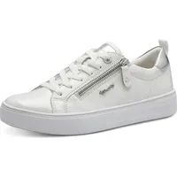 TAMARIS COMFORT Damen Sneaker flach aus Leder mit Reißverschluss, Weiß (White Patent), 37 EU