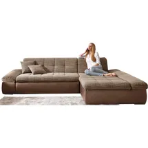 DOMO collection DOMO Polstermöbel "Moric, XXL-Format Recamiere rechts ohne Bettfunktion Microfaser PRIMABELLE-Struktur braun-beige-braun/beige-br