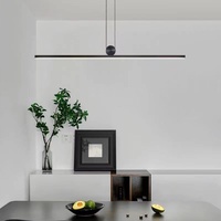 Bellastein Modern LED dimmbare Pendelleuchte mit Fernbedienung Pendellampe kreativ linear Design Büroleuchter Schwarz esstischlampe höhenverstellbar Kronleuchter, für Wohnzimmer-Inselbar (L100cm)