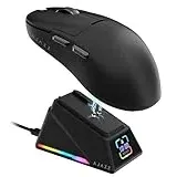 AJAZZ AJ159 APEX 8K Kabellose Gaming-Maus, Magnetische Ladestation mit Screen, Pixart PAW3950 Sensor,Bis zu 42000 DPI, 56g Ultraleicht, 100M Klicks HUANO-Schalter, Tri-Mode Mäuse, für PC/MAC(Schwarz)
