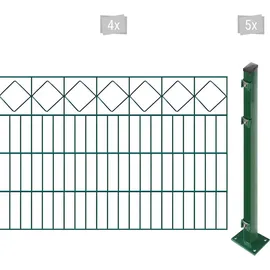 Arvotec Doppelstabmattenzaun EASY 80 zum Aufschrauben "Karo" mit Zierleiste, (Set, 9-St), Zaunhöhe 80 cm, Zaunlänge 2 - 60 m grün 8 m x 80 cm