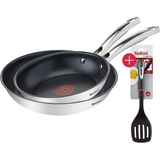 Tefal Pfannen-Set G48522 Induktion Pfannen, Edelstahl (Set, 3-tlg., 20 + 28 cm Pfanne + Ingenio Pfannenwender), Titanium Force Antihaftversiegelung, Cool Touch Edelstahlgriffe, Induktionsherd geeignet