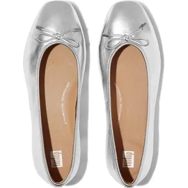 FitFlop Delicato Bow Soft Ballerina IH2-011, Women Ballerinas für Damen, silber, Größe 37 EU