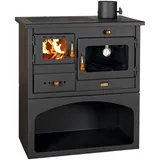 Prity - Stufa A Legna Con Forno. Piastre In Ghisa. 10kw Potenza Termica. Modello 1p 34 - Black