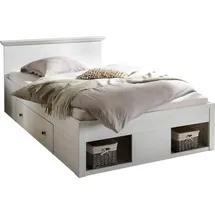 Home Affaire Bett HOME AFFAIRE "California Doppelbett im Landhausstil, Stauraumbett mit Schubladen", weiß (pinie weiß), B:155cm H:92cm L:212cm, Betten, Bett, Bettgestell in 3 Breiten verfügbar, Liegefläche 90/140/180 x 200 cm