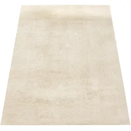 Paco Home Teppich, Wohnzimmer, Kurzflor Weich, rutschfest Modern Einfarbiges Muster Creme, Grösse:300x400 cm,