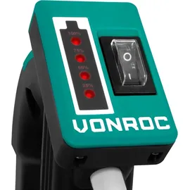 VONROC Regenfasspumpe Akku - Tauchpumpe für Regenwassertonne 12V - 50W - 1500 l/h – Trockenlaufschutz – Universal-schlauchkupplung – Inklusive und Ladegerät