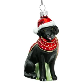 SIKORA Labrador mit Leo Pulli besondere Weihnachtskugel Glas Figur Weihnachten Anhänger Ornament - Meisterstücke - BS719