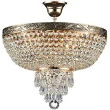 Licht-Erlebnisse Deckenlampe Metall D: 40 cm rund in Gold antik E27 5-flammig Klassisch Kristall