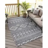 Carpet City In-& Outdoorteppich Santorini 435, 3D-Effekt, Boho-Look", grau Anthrazit B:200cm H:5mm L:290cm, Polypropylen, Teppiche, Teppich, Wetterfest - UV-beständig für Terrasse, Flur,