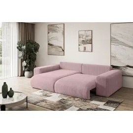 altdecor Ecksofa Cord mit Schlaffunktion 2-Sitzer Rosa