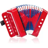 Akkordeon,Akkordeon kinder,Ziehharmonika,7 Tasten 3 Bass Kinderakkordeon mit Verstellbarem Gurt,Leicht und Umweltfreundlich,Geeignet für Anfänger, ein Geschenk für Den Kindertag