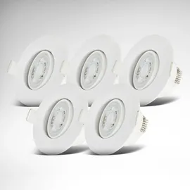 B.K.Licht Einbauleuchte 5er Set IP65 dimmbar Kunststoff 9 x 4,2 cm weiß