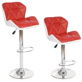 Mendler 2er-Set Barhocker höhenverstellbar Kunstleder  ~  rot