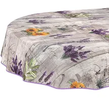 ANRO Wachstuchtischdecke abwaschbar Provence Oval 160 x 140 cm Grau