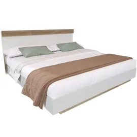 stilvora Rahmenbett, Eiche, Weiß, Holzwerkstoff, 160x200 cm, Schlafzimmer, Betten