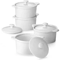 DOWAN Backförmchen mit Deckeln, 4er Set (207ml) - Ofenfest,