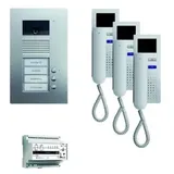 TCS PVU1630-0010 video:pack UP für 3 Wohneinheiten, mit Außenstation AVU 3 Klingeltasten + 3x Video Türtelefon IVH3222 + Steuergerät VBVS05
