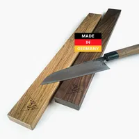 hannes.design Magnet Messerhalter Holz lokal handgemacht, konkurrenzlos starke Magnete, Kleben/Schrauben - unbestückte Messer-Leiste Magnetleiste Küche ohne Bohren Wand-Halter (Nuss, 360mm, Logo)