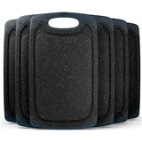 Blumtal Frühstücksbrettchen Kunststoff 25x15 im Set - Brettchen spülmaschinenfest - Frühstücksbretter Kunststoff BPA-frei - Schneidebrett spülmaschinenfest - Schneidebrett klein Grau melliert