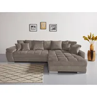 INOSIGN Ecksofa INOSIGN "Gwenni L-Form" Sofas Gr. B/H/T: 323cm x 94cm x 222cm, Samtoptik, grau (taupe) auch in Haustierstoff Aqua Clean Supreme erhältlich, incl. 4 Kissen