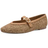 Marco Tozzi Damen Ballerinas weiches Feel Me Fußbett weiches Innenfutter Vegan Strap, braun (NUT Comb), 41 EU