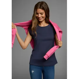 FLASHLIGHTS T-Shirt FLASHLIGHTS, Damen, Gr. 40/42, grau (grau, meliert, marine), Single Jersey, Obermaterial: 50% Baumwolle, 50% Modal.