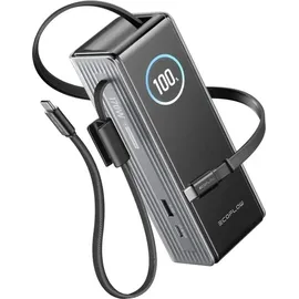 EcoFlow RAPID 25k Powerbank 25000 mAh, 170 W, – Integriertes Kabel, - Schwarz/Silber
