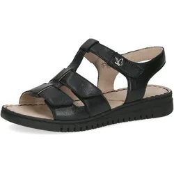 Riemchensandale CAPRICE, Damen, Gr. 40, schwarz, Nappaleder, casual, Schuhe, Keilsandalette, Bequemschuh, Sommerschuh mit Klettverschlüssen
