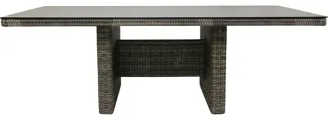 Ploß Sahara Diningtisch 220x100cm Geflecht-Glas Beige-Grau-Meliert-Light Grey