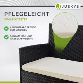 Juskys Fort Myers Polyrattan Gartenmöbel-Set Schwarz/Creme