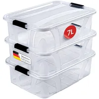 Konzept Aufbewahrungsbox mit Deckel (7L-3er Set, BPA-frei, robuster Verschlussclips