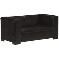 vidaXL Sofa 2-Sitzer-Sofa Schwarz Echtleder schwarz 145 cm x 68 cm x 69 cm