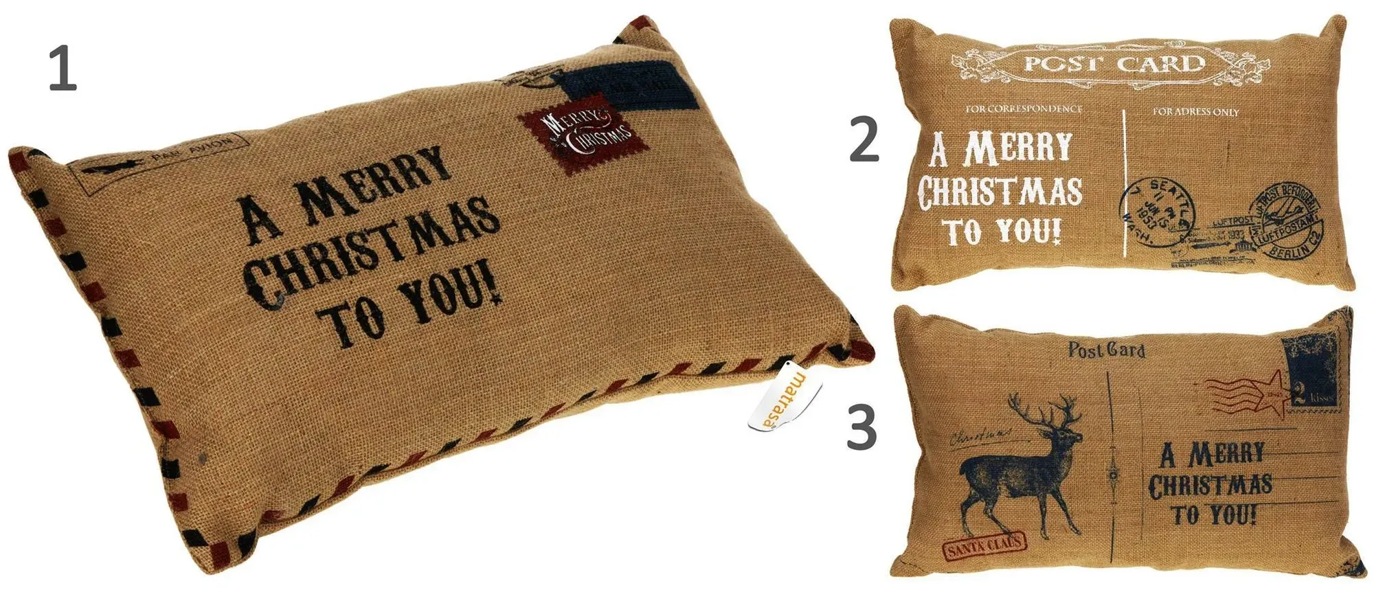 Jute Kissen Postkarte - Weihnachtsdeko Weihnachten