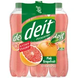 DEIT Pink Grapefruit - Zuckerfreie, Spritzige Limonade mit Fruchtigem Geschmack (6 x 0,75l PET-Flaschen)