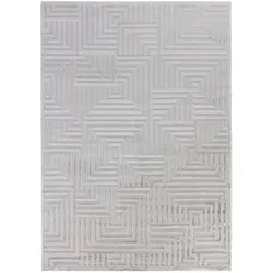 Teppich Kurzflor 3D-Reliefdesign Polypropylen Wohnzimmer Silber Läufer 80x150 | Kadima Design