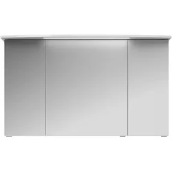 Badezimmerspiegelschrank SAPHIR "Serie 4010 Badezimmer-Spiegelschrank inkl. LED-Beleuchtung im Kranz", weiß (weiß glanz), B:122cm H:71,9cm T:26,5cm, Spanplatte, Schränke, Badschrank 122 cm breit, 3 Türen, 6 Glas-Einlegeböden, inkl Türdämpfer