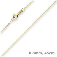 Schmuck Krone Goldkette 0,8mm Veneziakette aus 585 Gelbgold 45cm, Gold 585 goldfarben