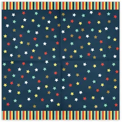 PartyDeco 12 Servietten Papier 33x33cm 3-lagig hochwertige Einweg Papierservietten Tischservietten Motivservietten Kindergeburtstag Sterne Motiv Dunkelblau