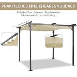 Outsunny Pergola Pergola mit Schiebedach 3 x 3 m beige