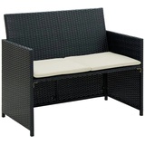 vidaXL 2-Sitzer-Gartensofa mit Polstern Schwarz Poly Rattan