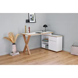 Jahnke Eckschreibtisch »X-CLUB C 40 E«, (1 St.), Eckschreibtisch, wechselseitig montierbar, X-Gestell weiß