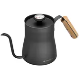 Navaris Wasserkocher Wasserkessel für Kaffee Zubereitung - 1l Schwanenhals Kessel inkl. Thermometer - mit langem Ausgießer und Holzgriff